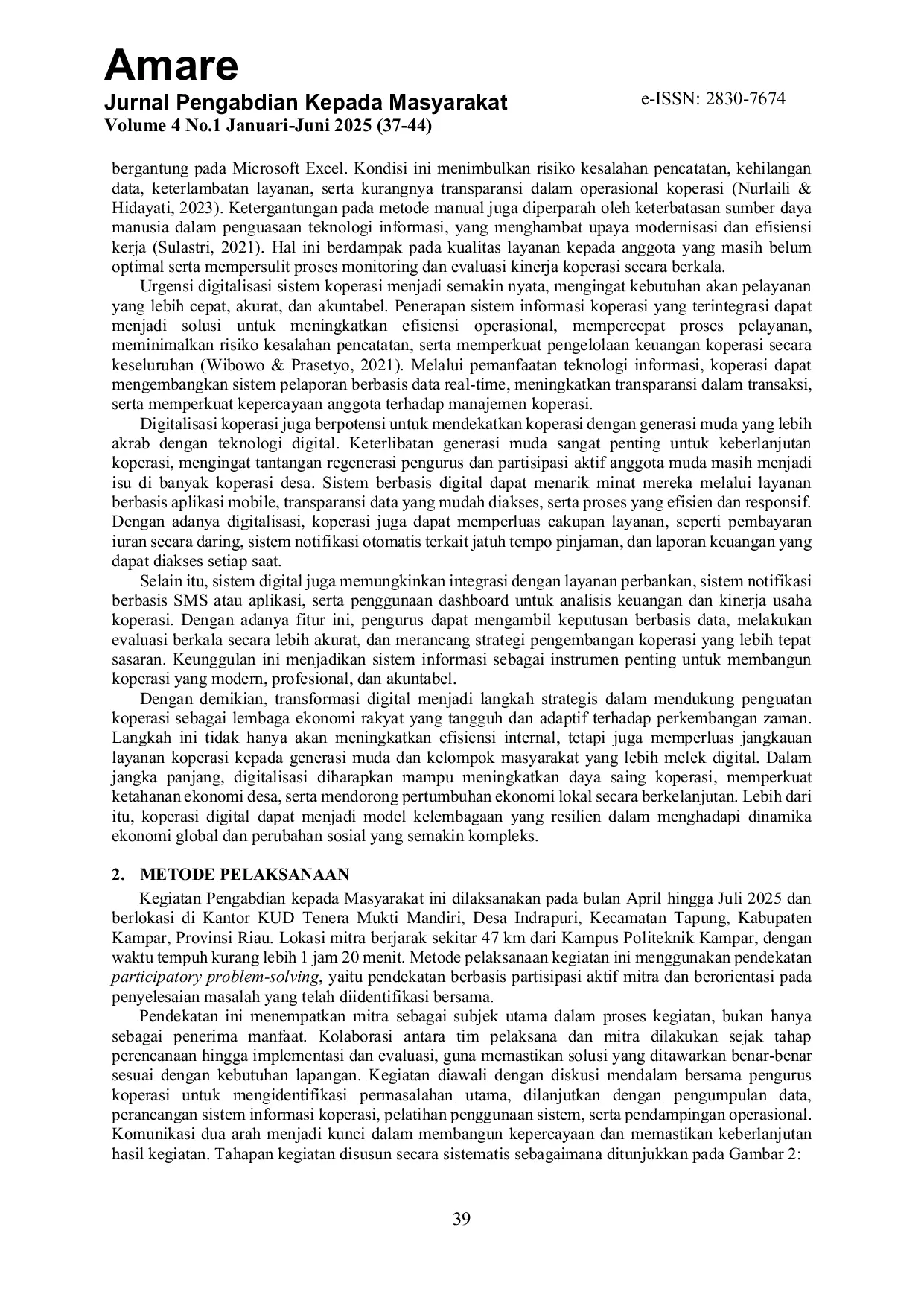 JURIS Penerapan dan Pelatihan Sistem Informasi Peminjaman Dana Berbasis Web untuk Meningkatkan Layanan KUD Tenera Mukti Mandiri di Desa Indrapuri