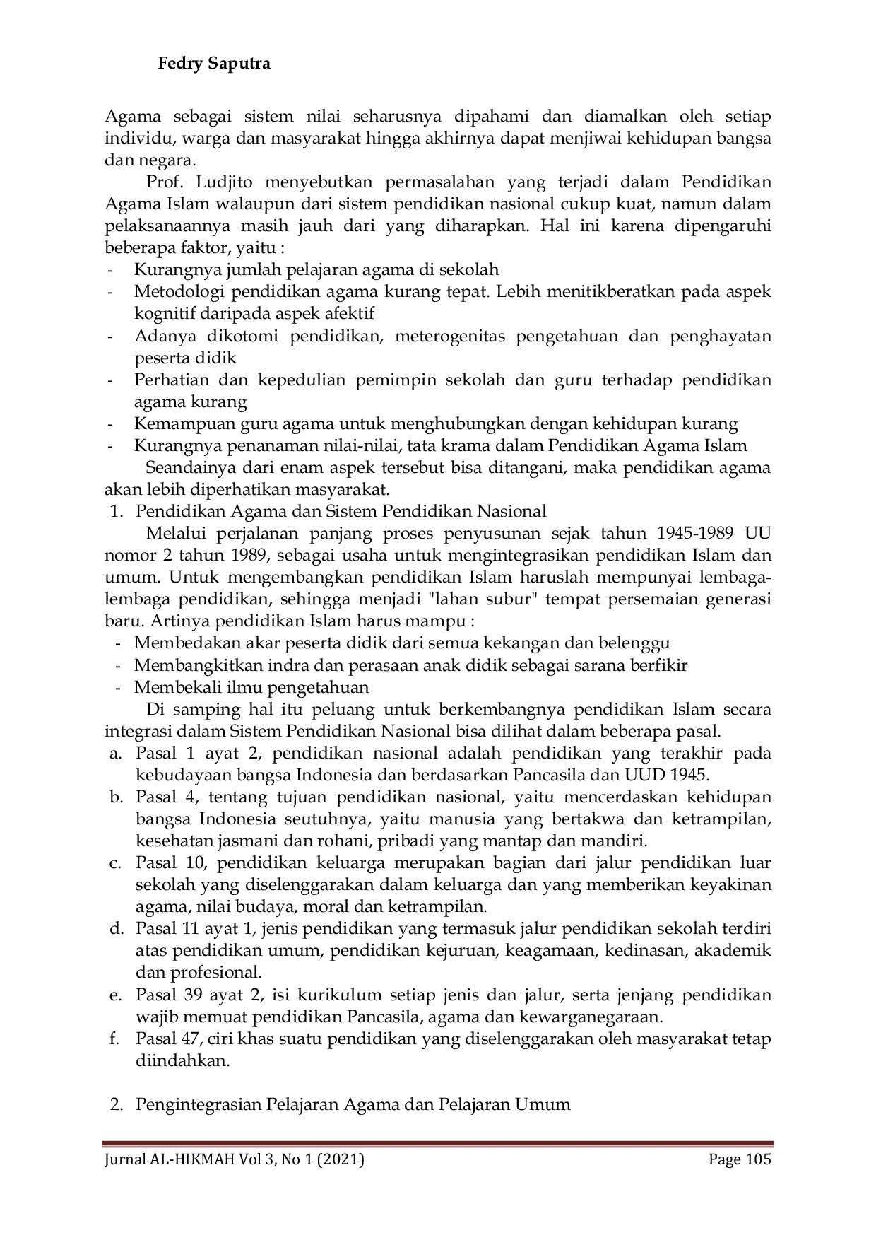 JURIS Sejarah Pertumbuhan dan Perkembangan Pendidikan Islam di Indonesia