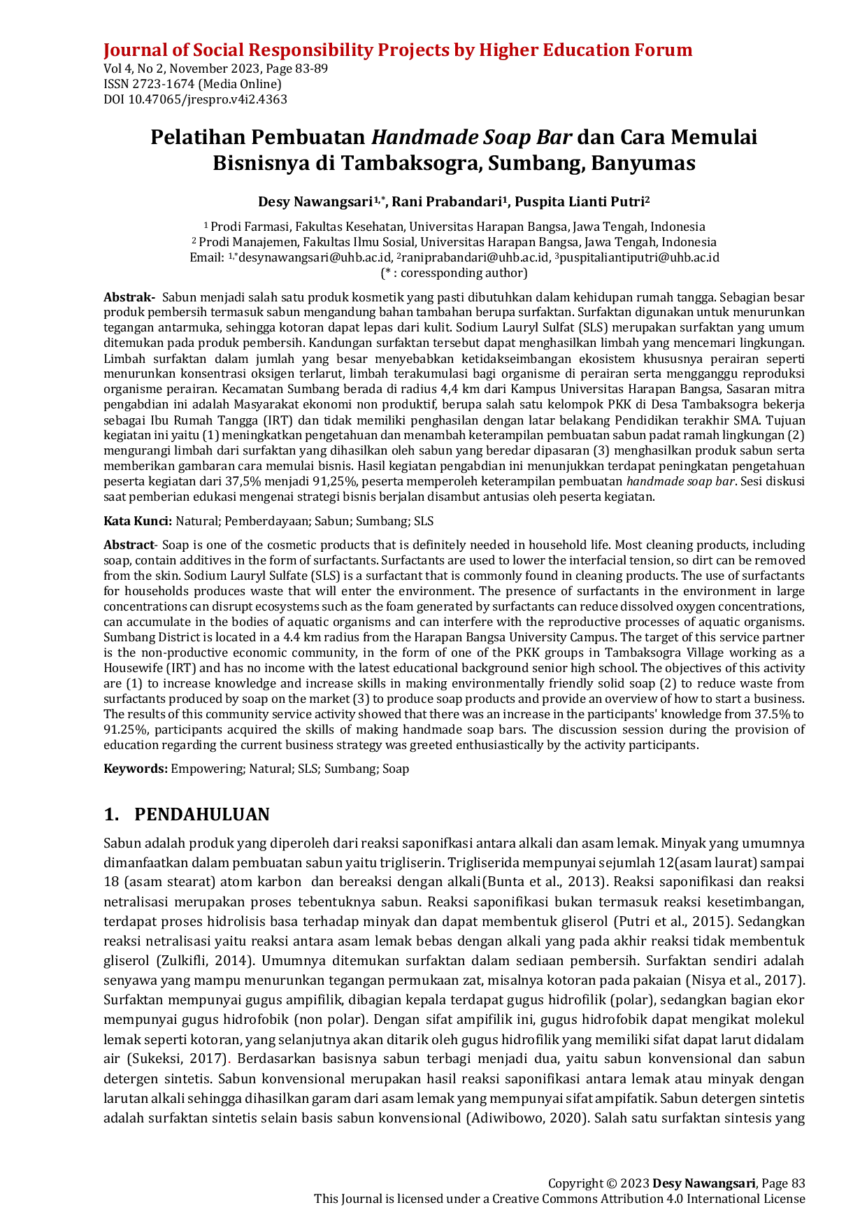 JURIS Pelatihan Pembuatan Handmade Soap Bar dan Cara Memulai Bisnisnya di Tambaksogra Sumbang Banyumas