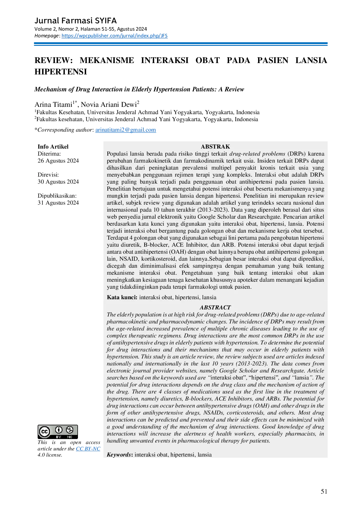 JURIS Mekanisme Interaksi Obat Pada Pasien Lansia Hipertensi
