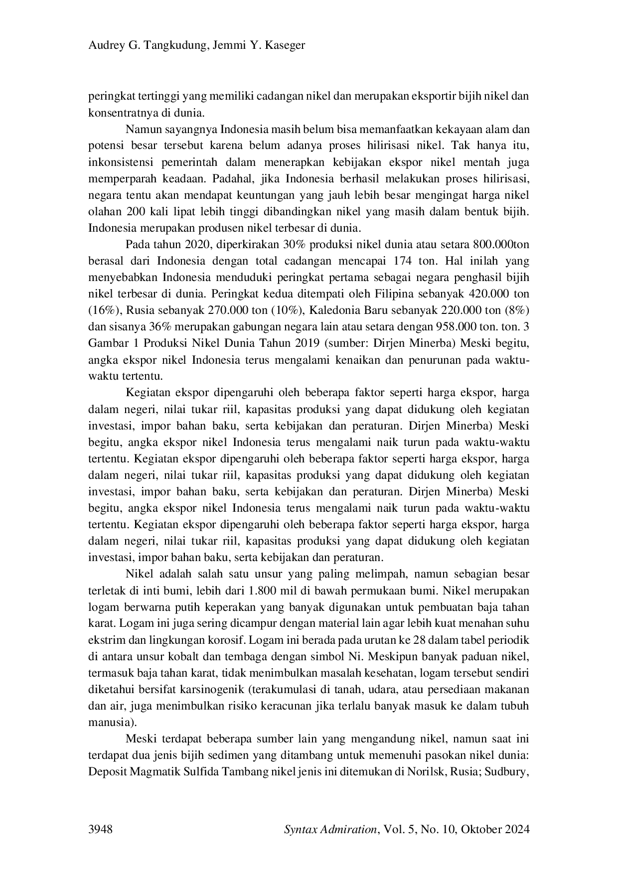 JURIS Hilirisasi Nikel sebagai Nilai Tambah dalam Penguatan Perekonomian Indonesia