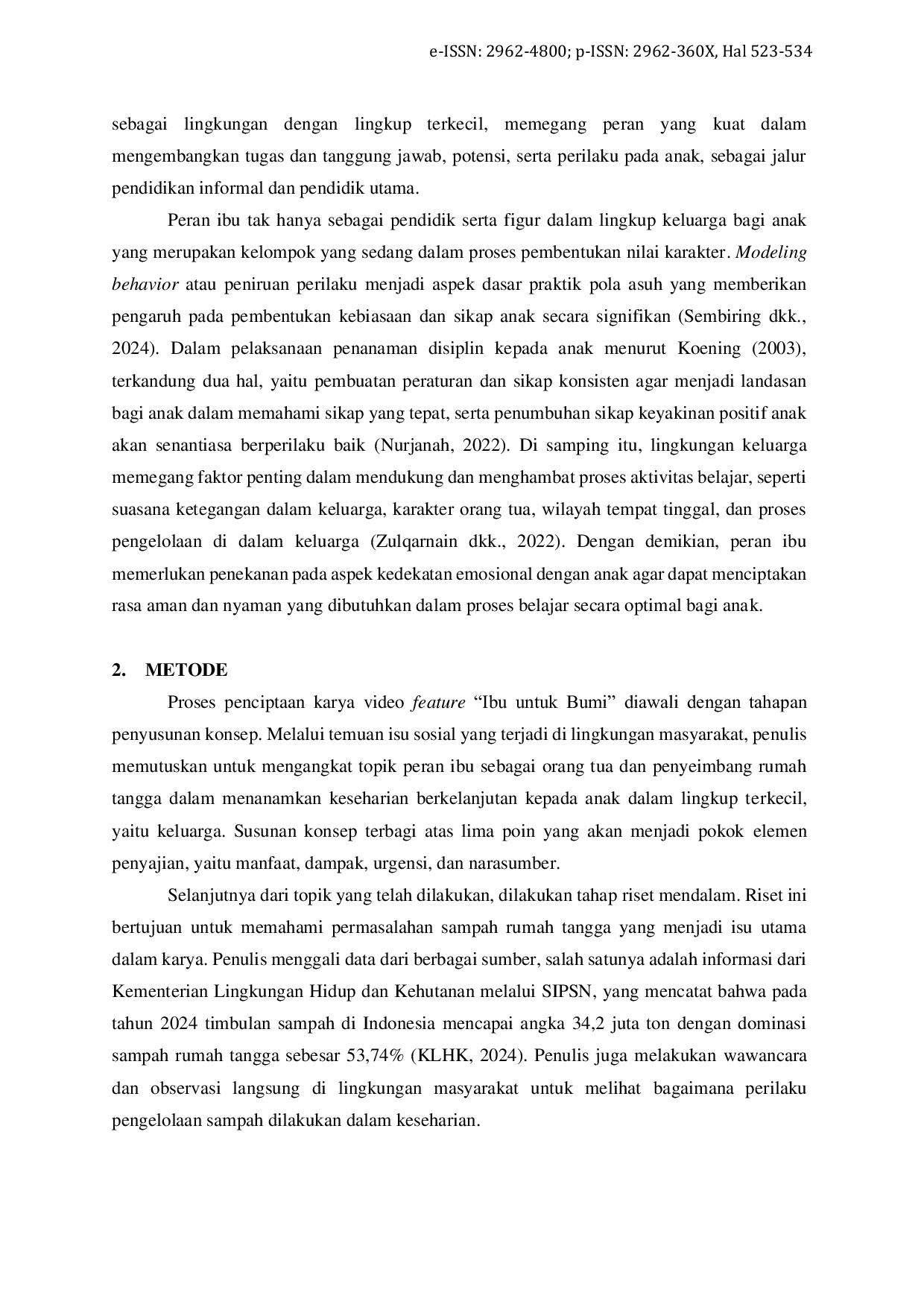 JURIS Penerapan Struktur Paralel pada Penulisan Skenario Video Feature Ibu untuk Bumi