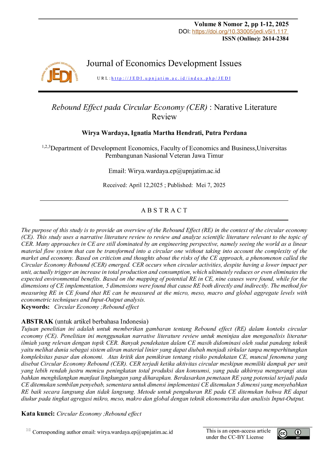 JURIS Rebound Effect pada Circular Economy CER Narrative Literature Review