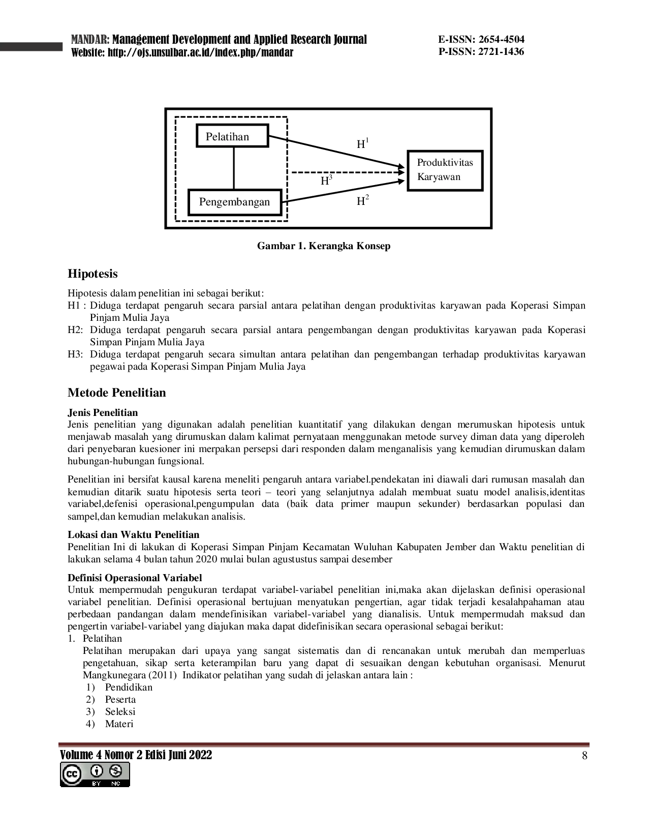 JURIS The Influence of Training and Development on Employee Productivity at the Mulia Jaya Savings and Loan Cooperative in Jember Regency