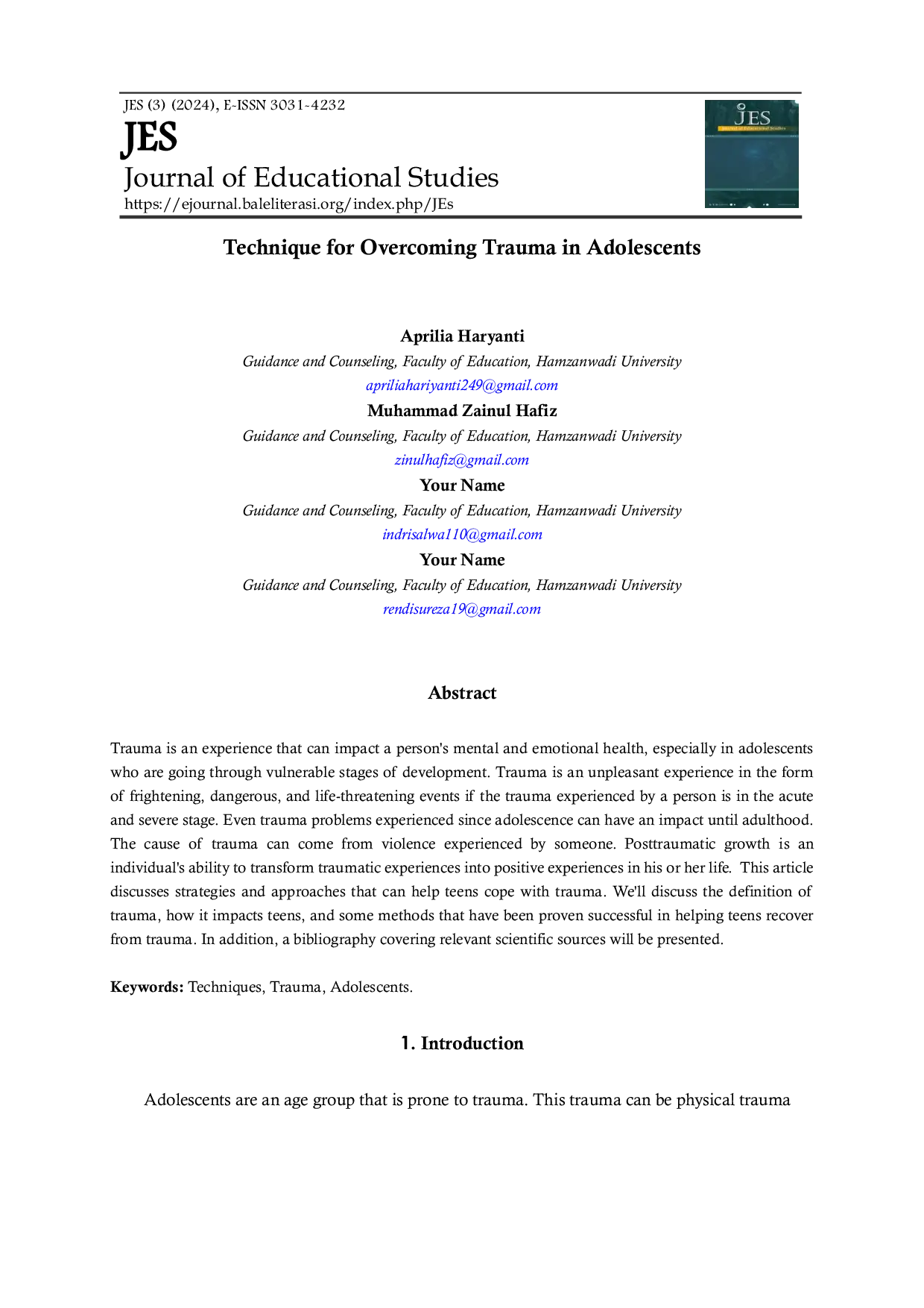 JURIS Technique for Overcoming Trauma in Adolescents