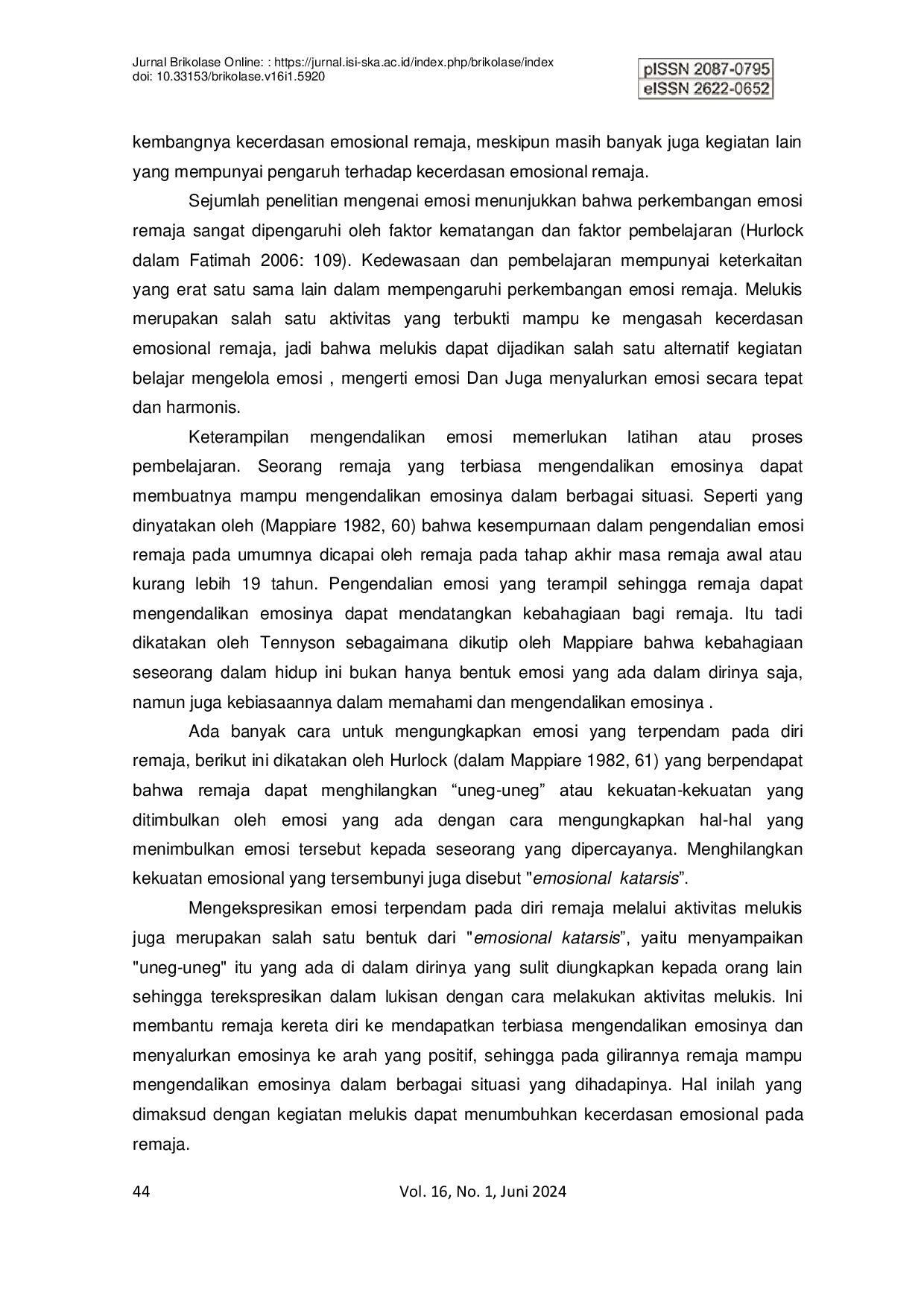 JURIS Pengaruh Aktivitas Melukis Terhadap Kecerdasan Emosional Remaja