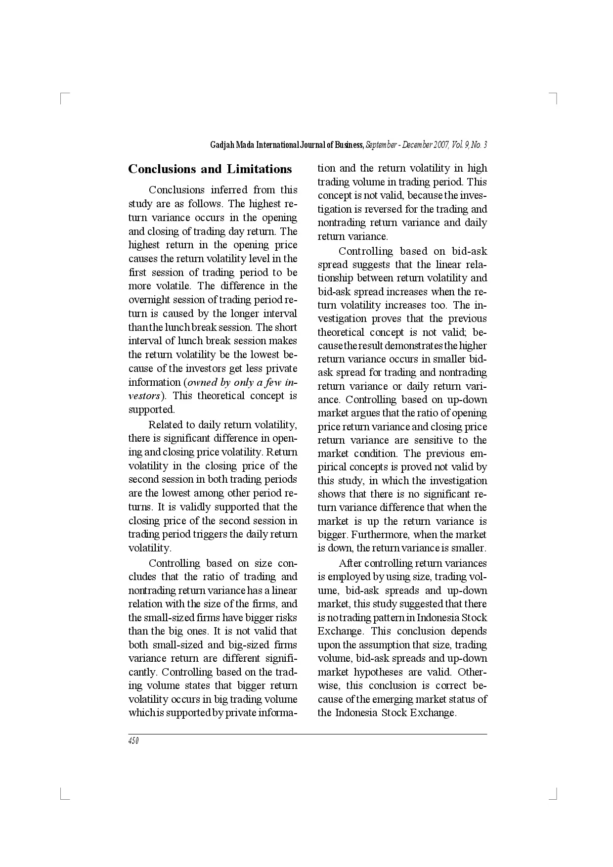 juris Behavior of Stock Price Variability over Trading and Nontrading Periods and Daily Return Volatility