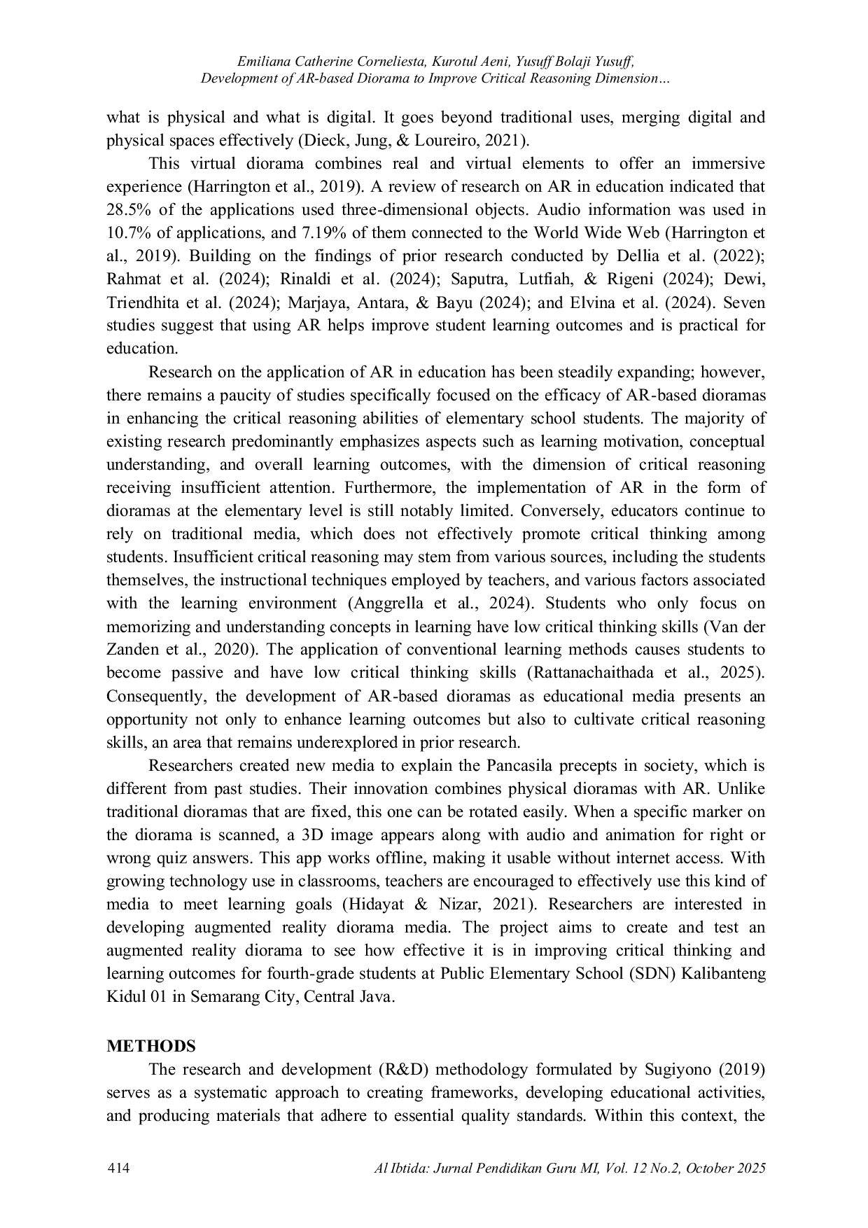 JURIS Development of AR based Diorama to Improve Critical Reasoning Dimension and Learning Outcomes of Fourth Grade Elementary School Students