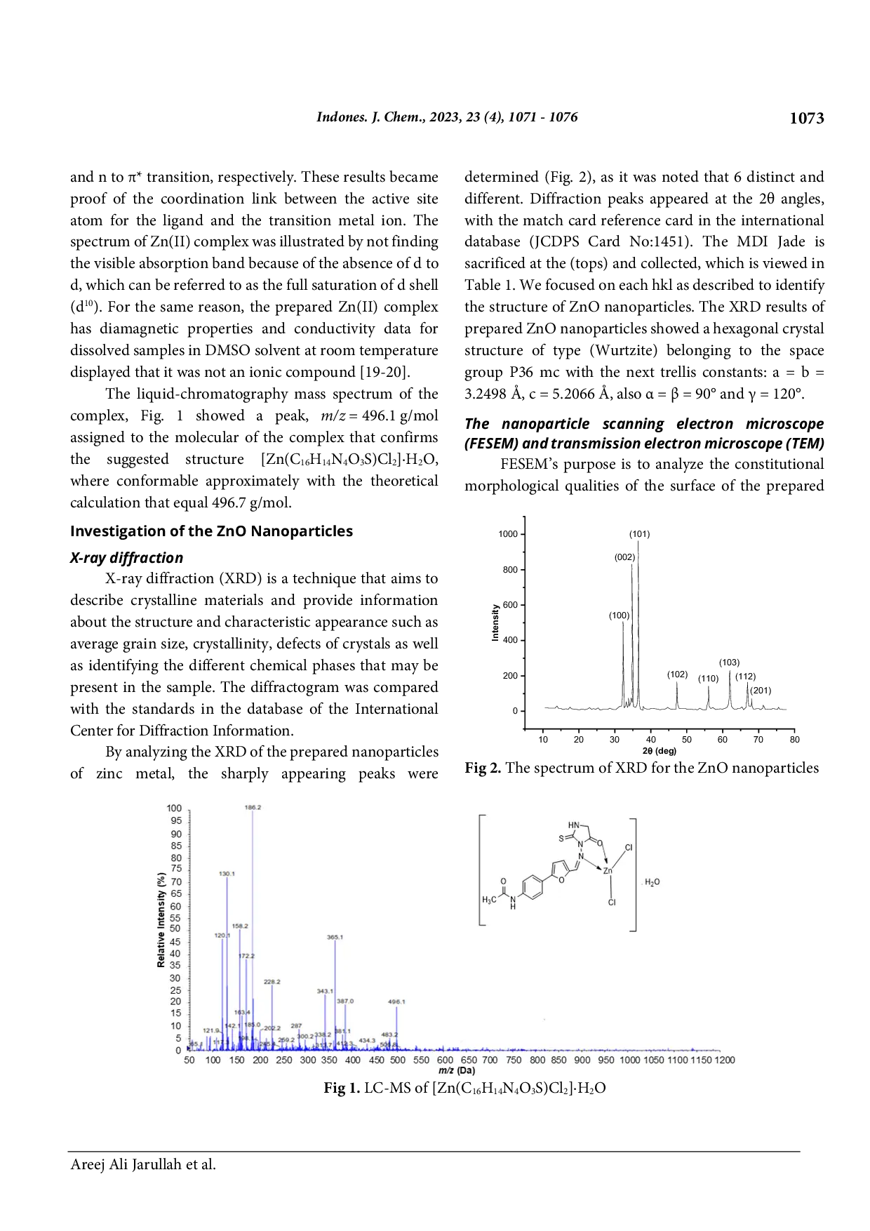 JURIS Synthesis of ZnO Nanoparticle and Utilized as a Drug Carrier to Treat Leukemia