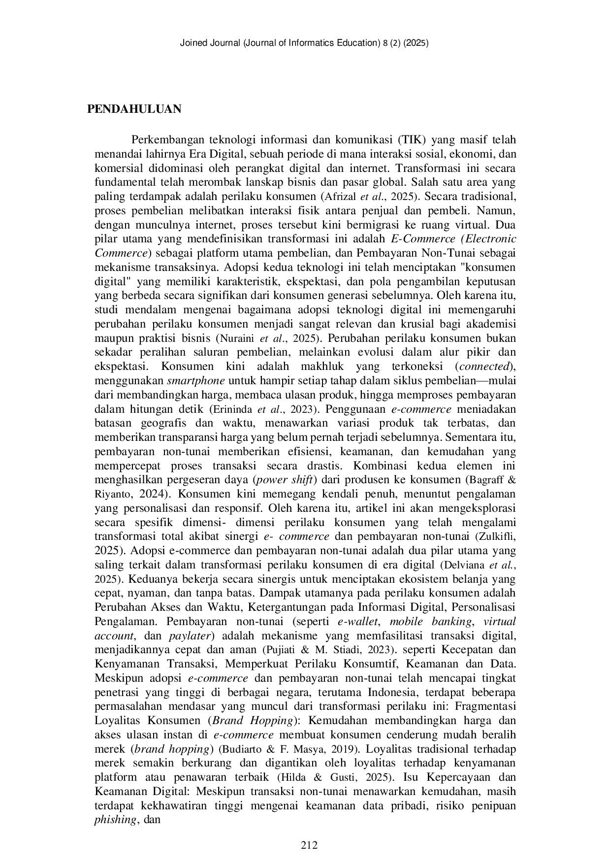 JURIS Transformasi Perilaku Konsumen Akibat Adopsi Teknologi Digital Studi tentang Penggunaan E Commerce dan Pembayaran Non Tunai