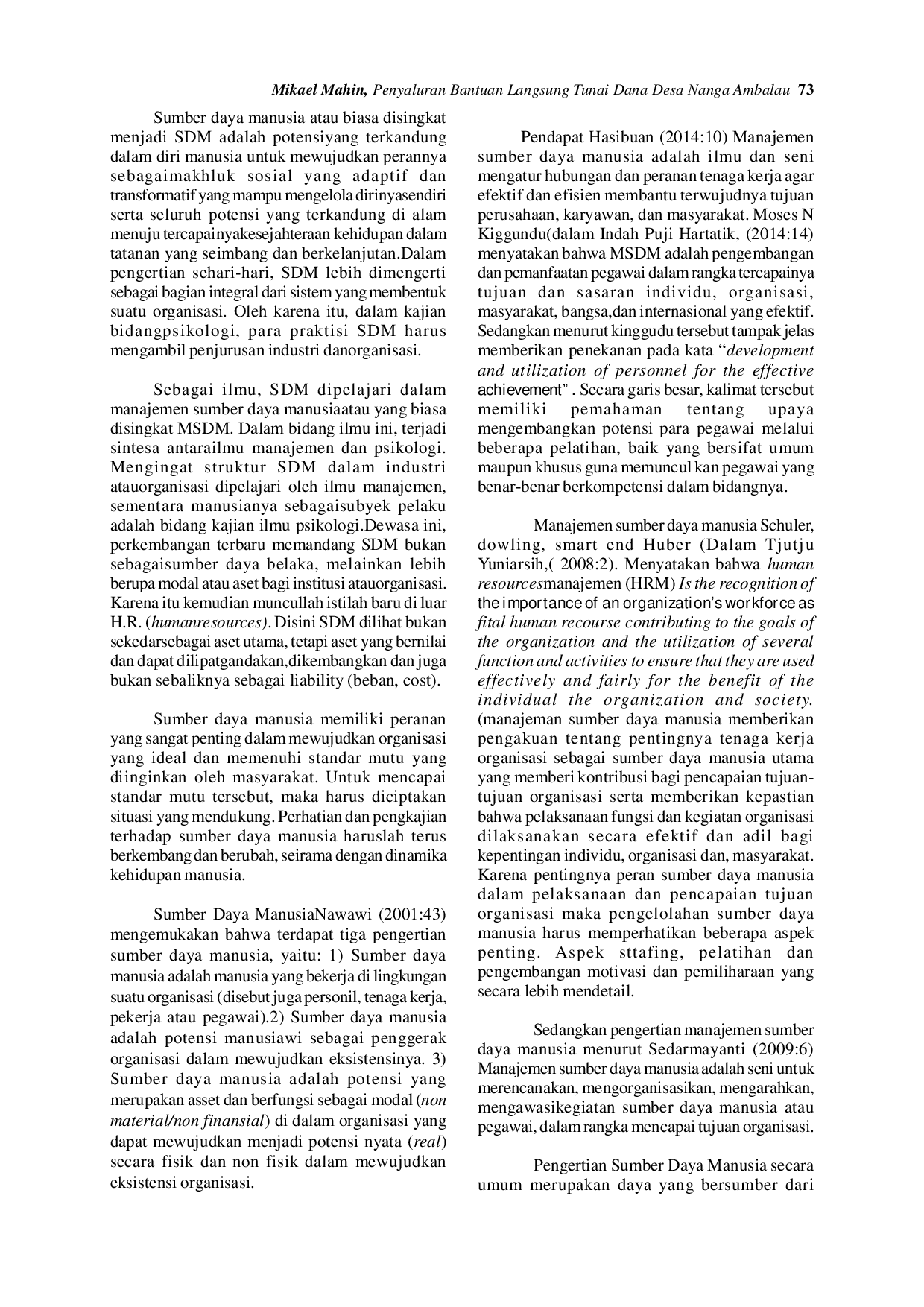 JURIS Penyaluran Bantuan Langsung Tunai Dana Desa Nanga Ambalau Kecamatan Ambalau