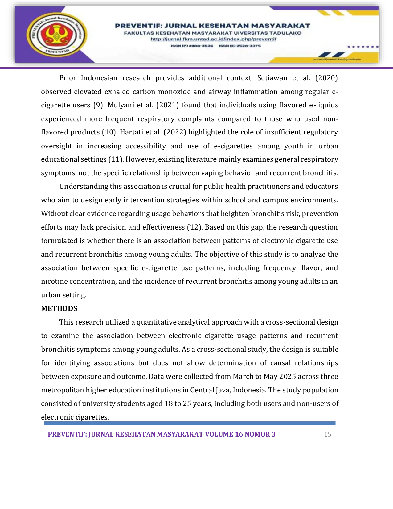 JURIS Association Between Patterns of Electronic Cigarette Use and Recurrent Bronchitis Among Young Adults