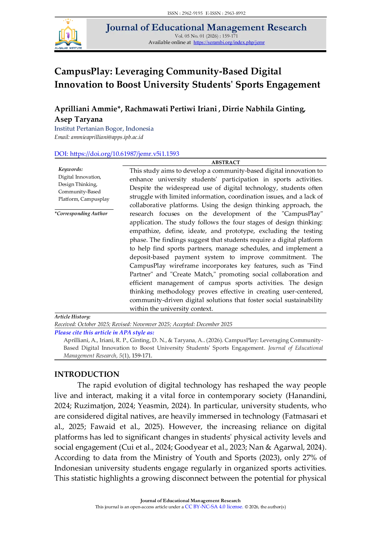 JURIS CampusPlay Leveraging Community Based Digital Innovation to Boost University Students Sports Engagement