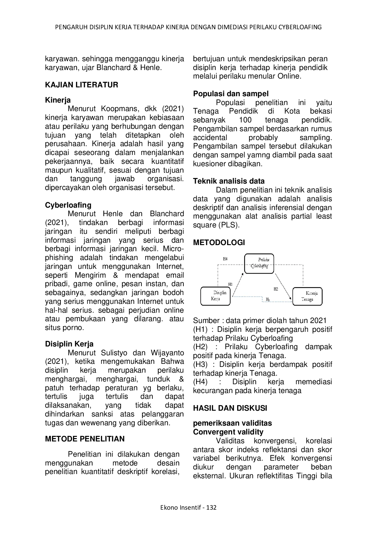 juris Pengaruh Disiplin Kerja Terhadap Kinerja Dengan Dimediasi Perilaku Cyberloafing