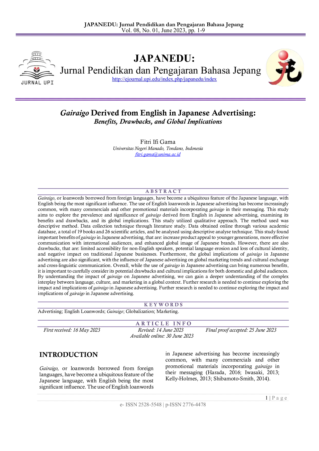 JURIS Gairaigo Derived from English in Japanese Advertising Benefits Drawbacks and Global Implications