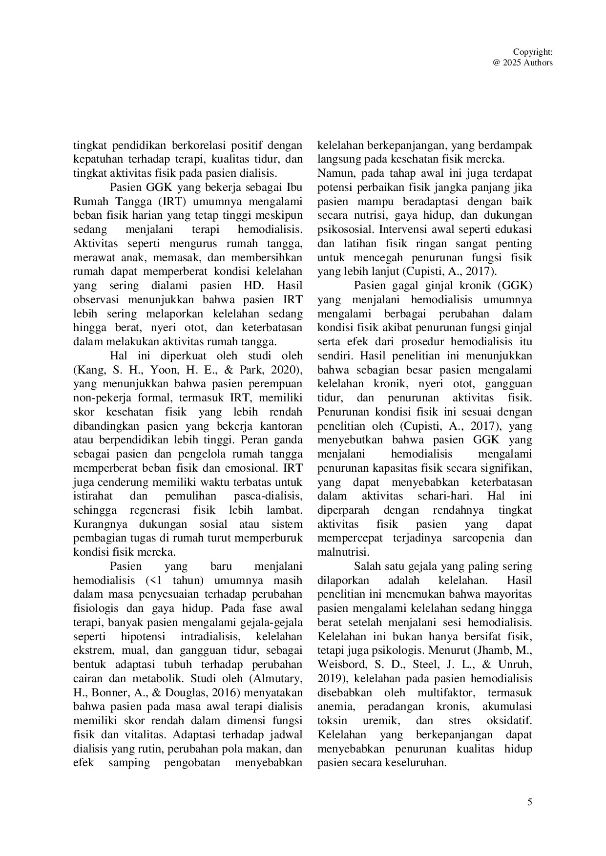 JURIS Gambaran Kesehatan Fisik Pasien Gagal Ginjal Kronik Yang Menjalani Hemodialisis