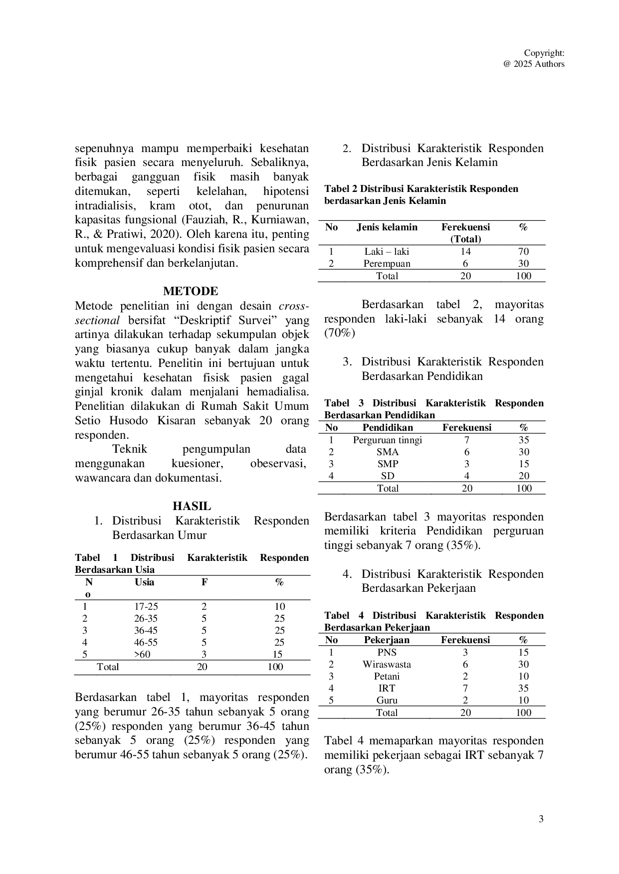 JURIS Gambaran Kesehatan Fisik Pasien Gagal Ginjal Kronik Yang Menjalani Hemodialisis