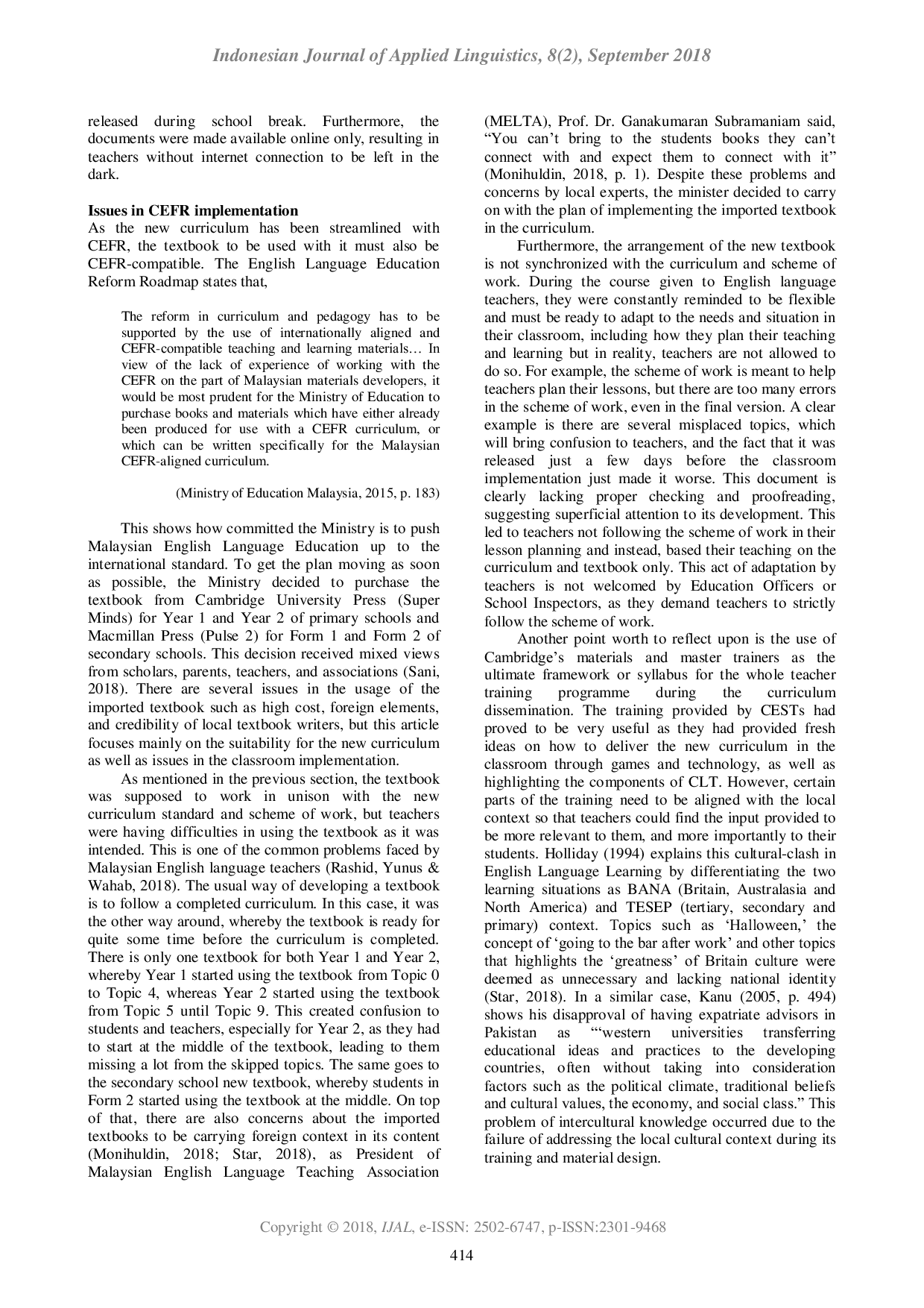 JURIS The enactment of the Malaysian common European framework of reference CEFR National master trainer s reflection