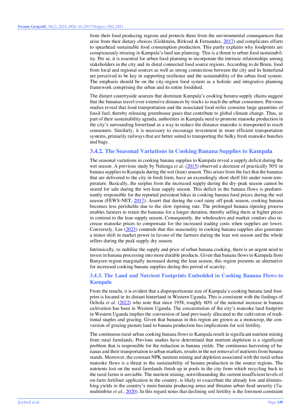 JURIS Spatial Differentiation of the Land and Nutrient Footprints for Kampala Implications for Urban Food Sustainability