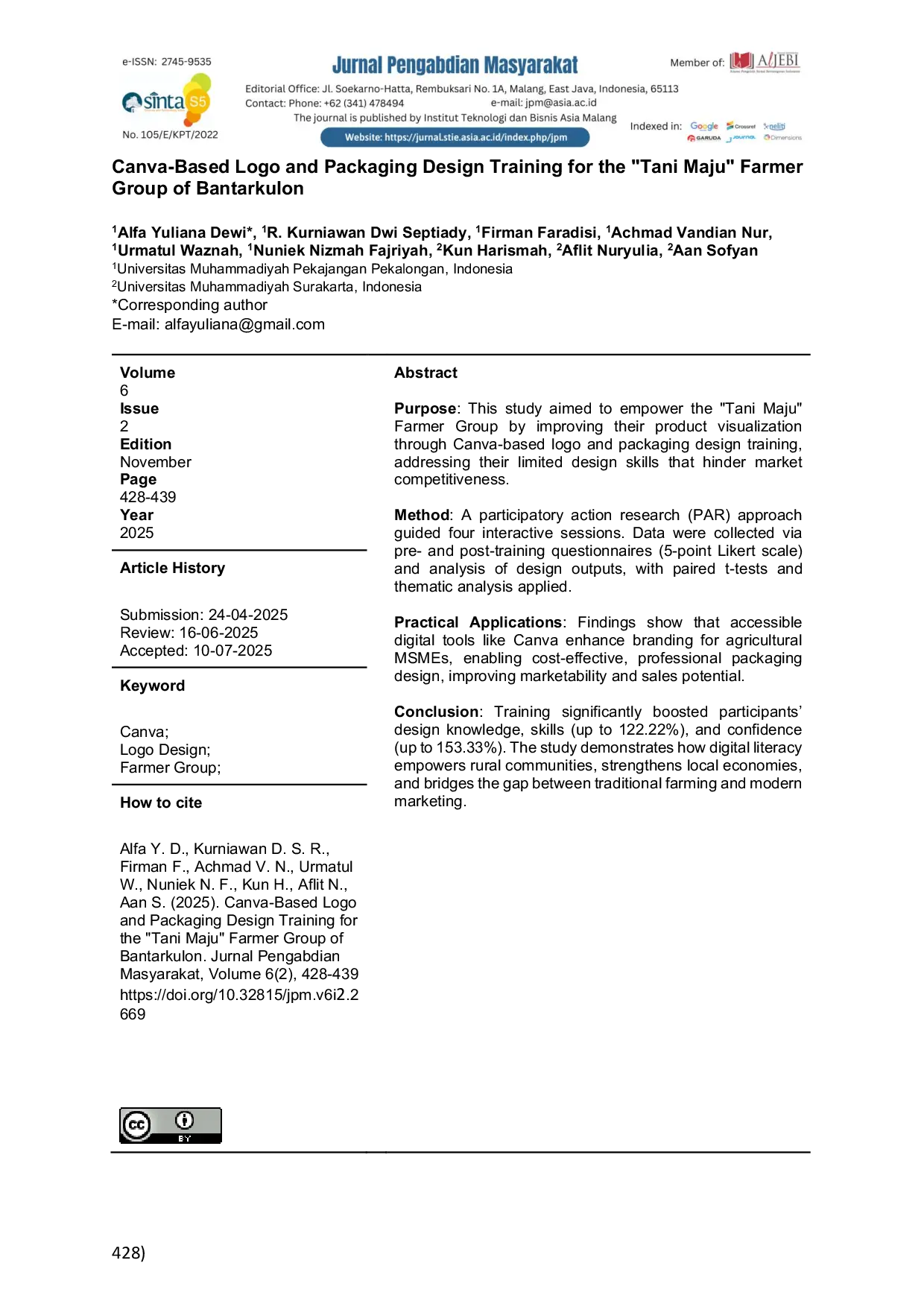 JURIS Canva Based Logo and Packaging Design Training for the Tani Maju Farmer Group of Bantarkulon