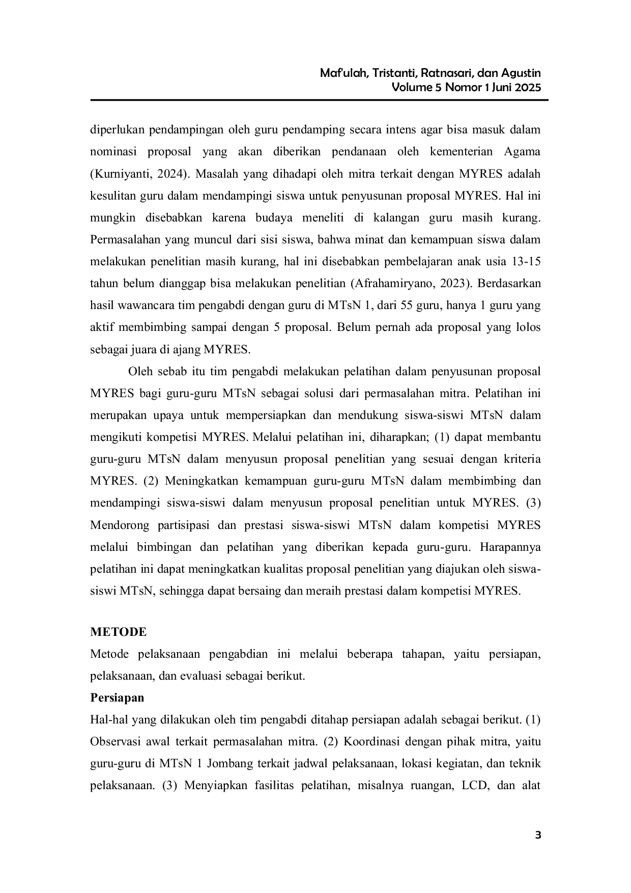 JURIS Pelatihan Penyusunan Proposal Madrasah Young Researchers Supercamp MYRES Bagi Guru Madrasah Tsanawiyah