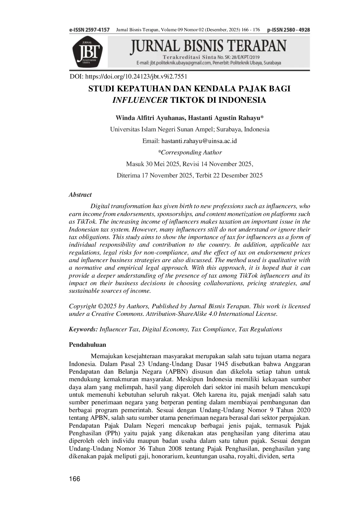 JURIS Studi Kepatuhan dan Kendala Pajak Bagi Influencer TikTok di Indonesia