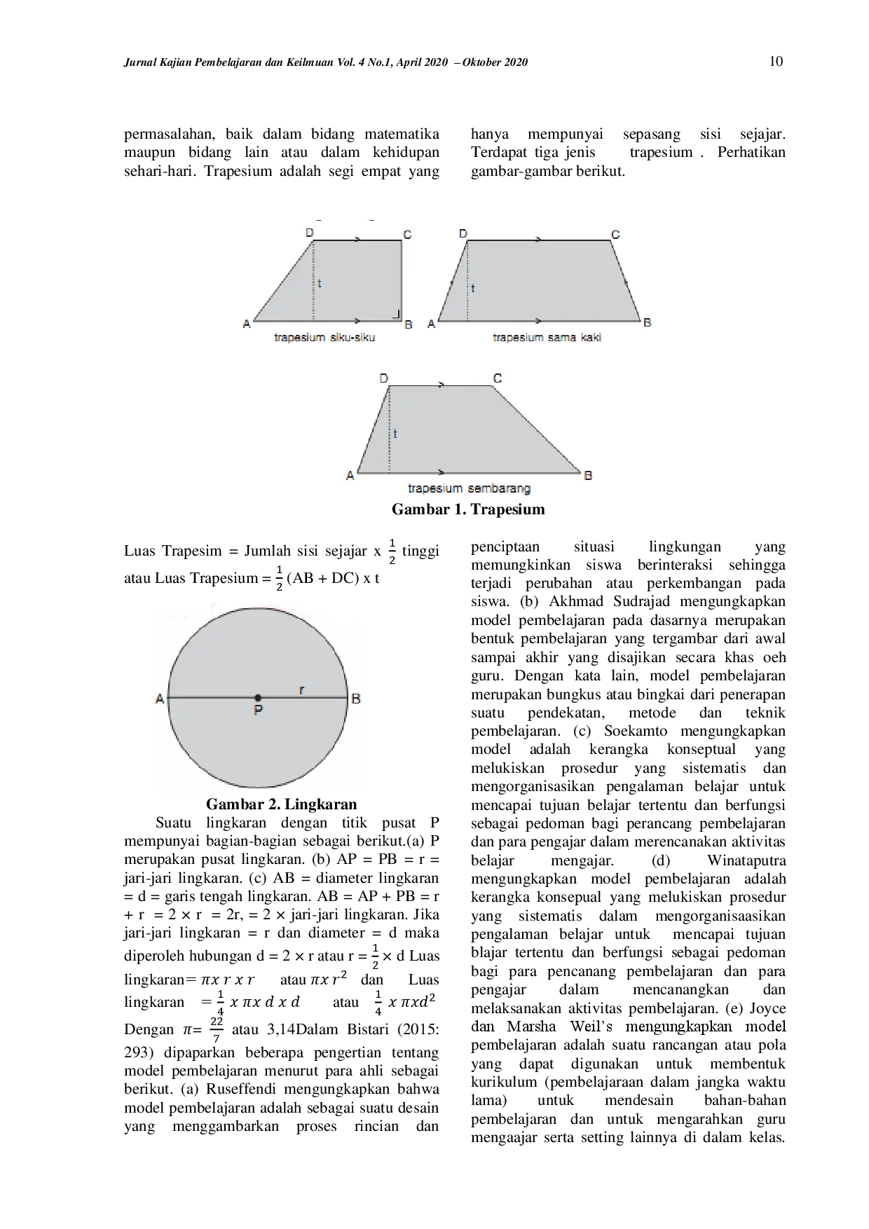 juris Pembelajaran Materi Luas Trapesium dan Lingkaran Menggunakan Model Kooperatif Tipe STAD Siswa Sekolah Dasar