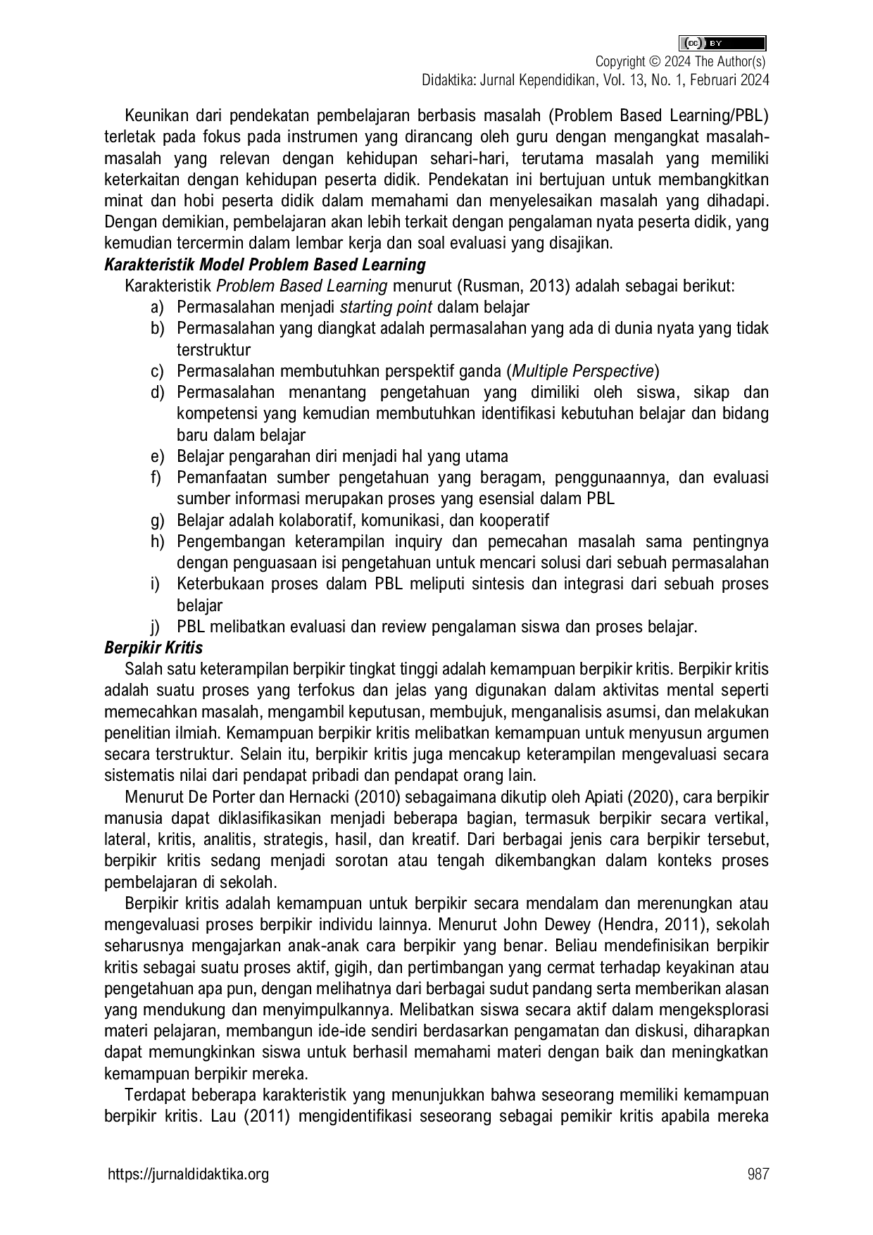 JURIS Penerapan Model Problem Based Learning Untuk Mengembangkan Keterampilan Berpikir Kritis Pada Muatan IPA Sekolah Dasar