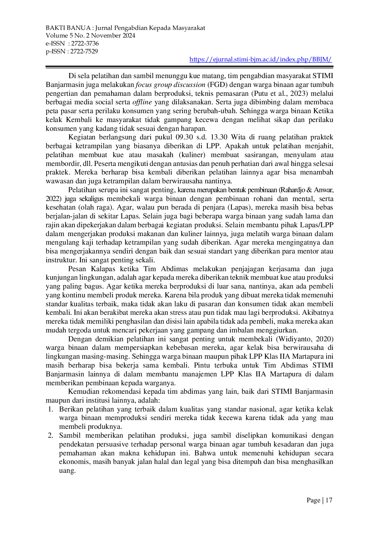 JURIS Penguatan Skills Warga Binaan Lapas Perempuan Klas IIA Martapura untuk Peningkatan Capacity Building dan Kesiapan Berwirausaha