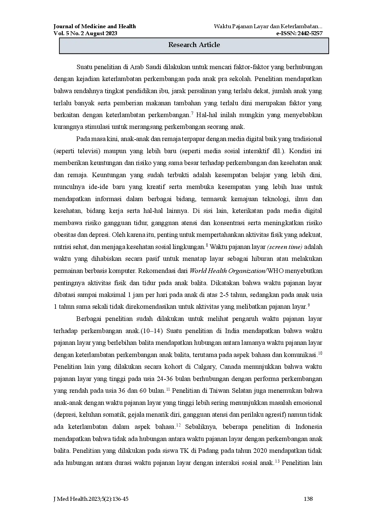 juris Waktu Pajanan Layar dan Keterlambatan Perkembangan pada Anak Balita di Tanjung Duren Jakarta Barat