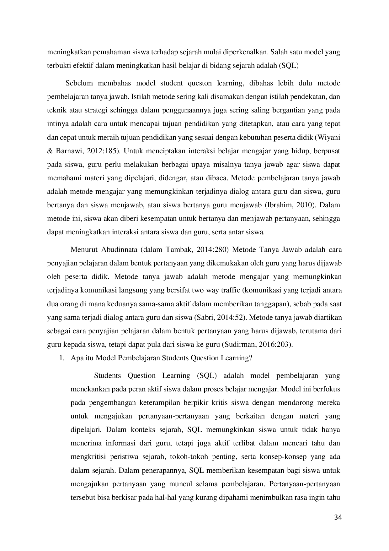 JURIS Analisis Model Pembelajaran Students Question Learning Terhadap Hasil Belajar Sejarah Siswa Kelas XI di MA Banu Hasyim