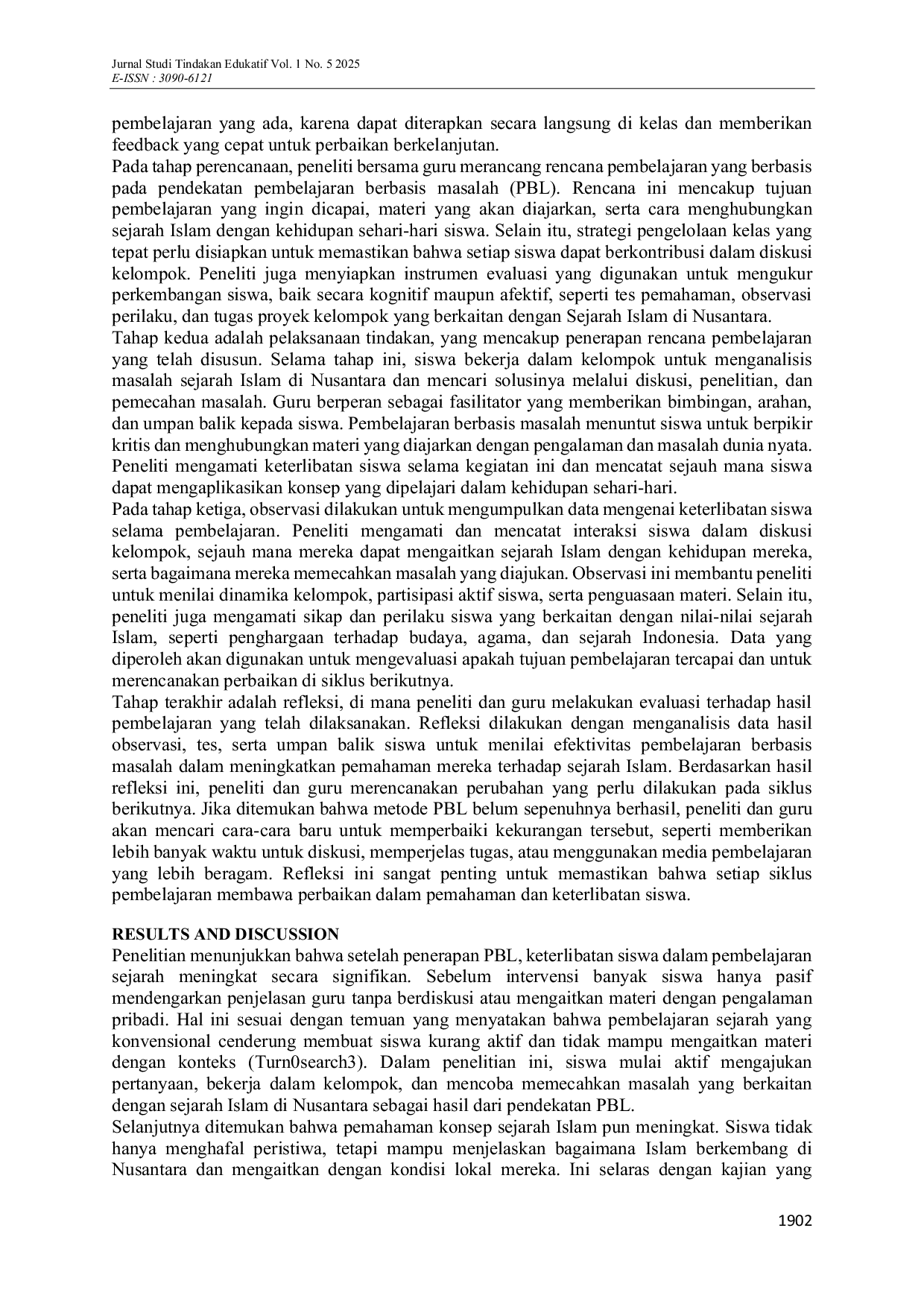 JURIS Optimizing Students Understanding of Islamic History in the Archipelago through Contextual Learning at MTsS Al Qalam Tompong