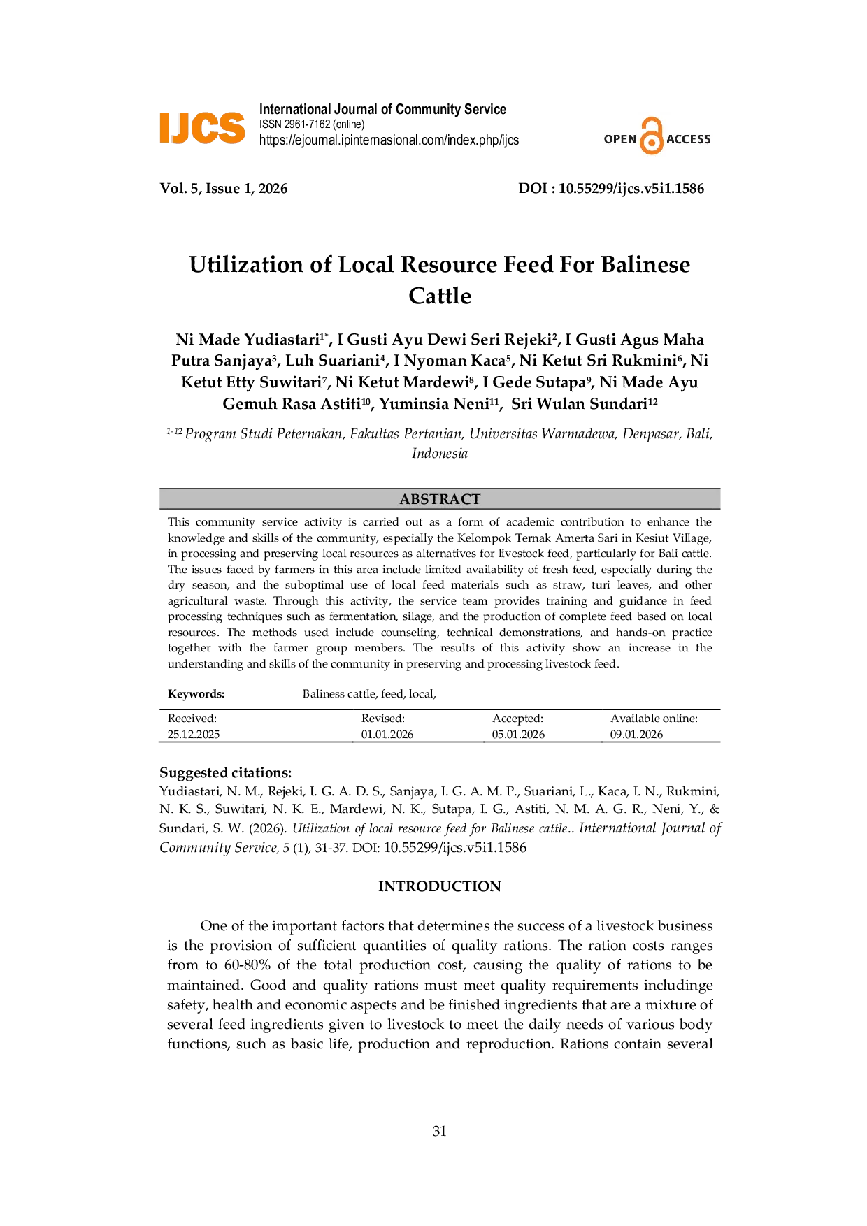 JURIS Utilization of Local Resource Feed For Balinese Cattle