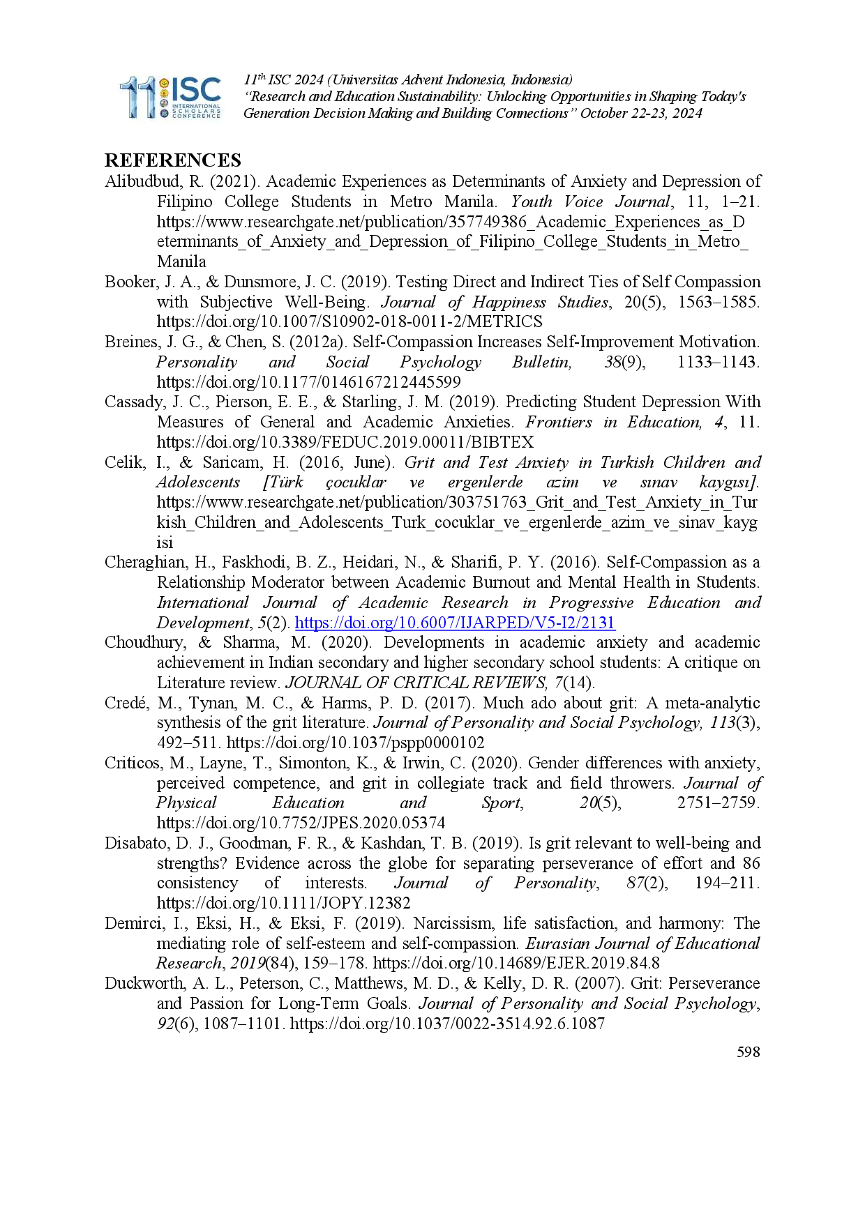 juris Self Compassion As A Mediator Of Grit And Academic Anxiety