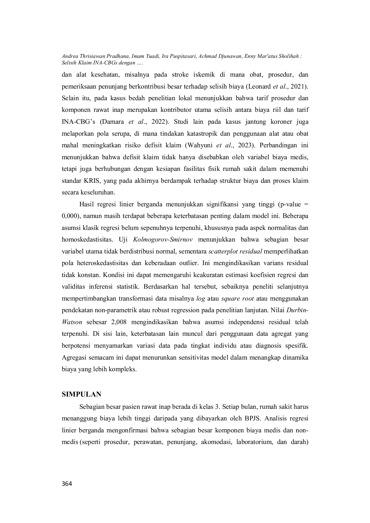 JURIS Selisih Klaim INA CBGs dengan Tarif Rumah Sakit Aktual di RS X Surabaya