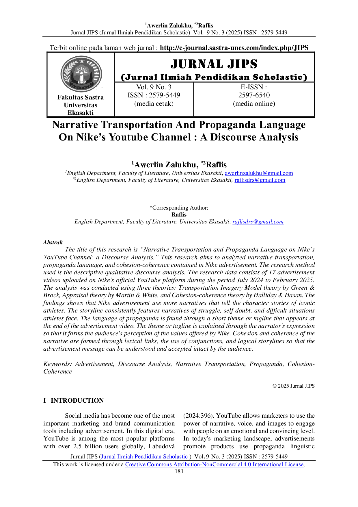 JURIS Narrative Transportation And Propaganda Language On Nike s Youtube Channel A Discourse Analysis