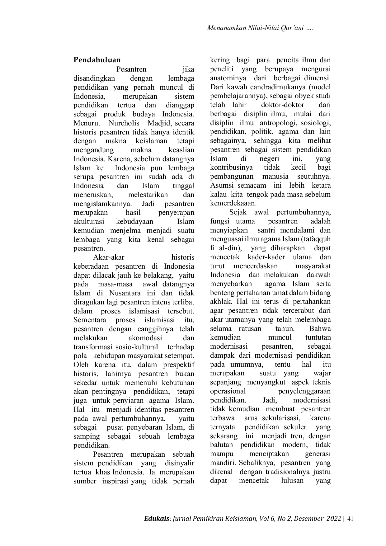 JURIS Menanamkan Nilai Nilai Qur ani Dalam Membangun Karakter Santri