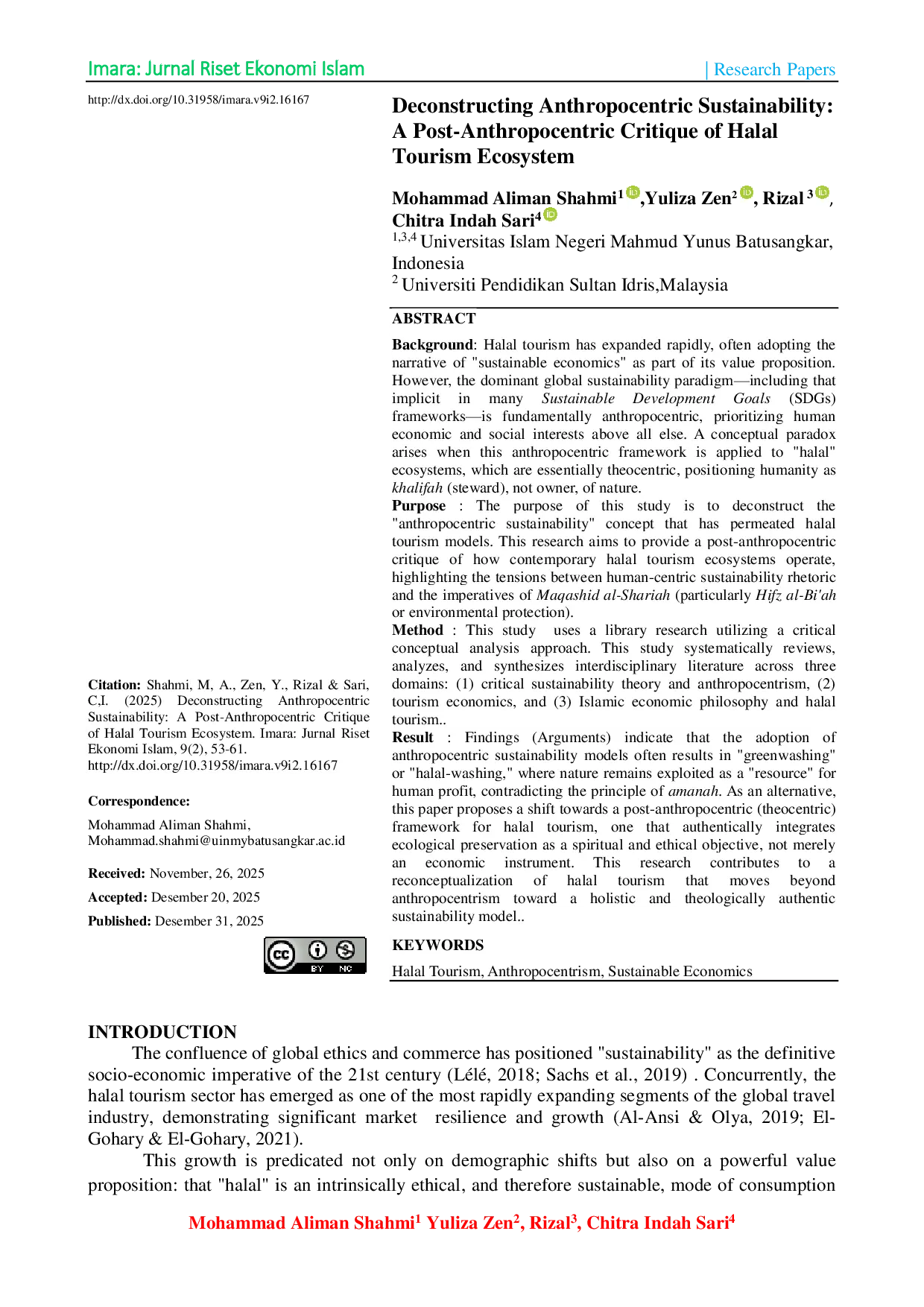 JURIS Deconstructing Anthropocentric Sustainability A Post Anthropocentric Critique of Halal Tourism Ecosystem