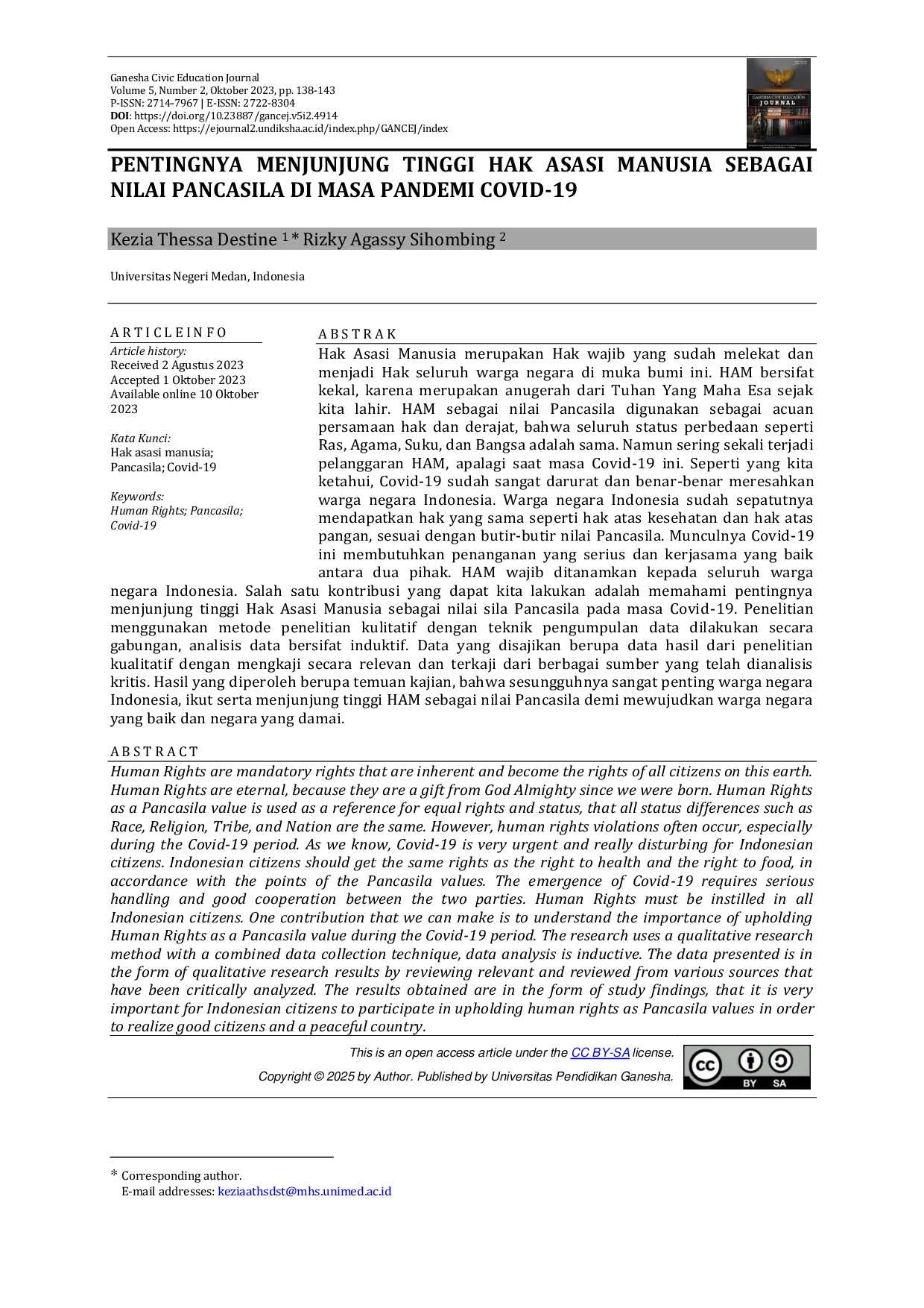 JURIS Pentingnya Menjunjung Tinggi Hak Asasi Manusia Sebagai Nilai Pancasila Di Masa Pandemi Covid 19