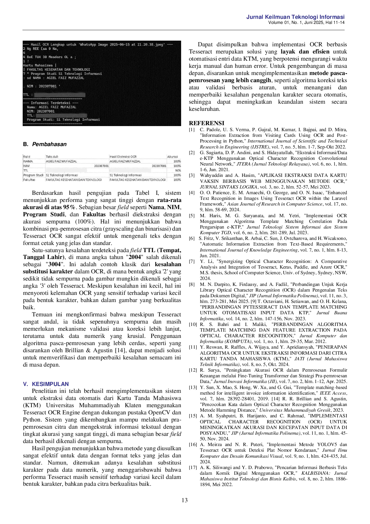 juris Implementasi OCR berbasis Tesseract untuk Ekstraksi data kartu mahasiswa UMKLA