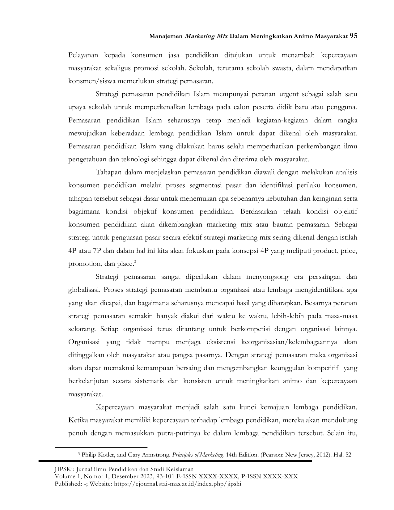 JURIS Manajemen Marketing Mix dalam Meningkatkan Animo Masyarakat Bidang Pendidikan