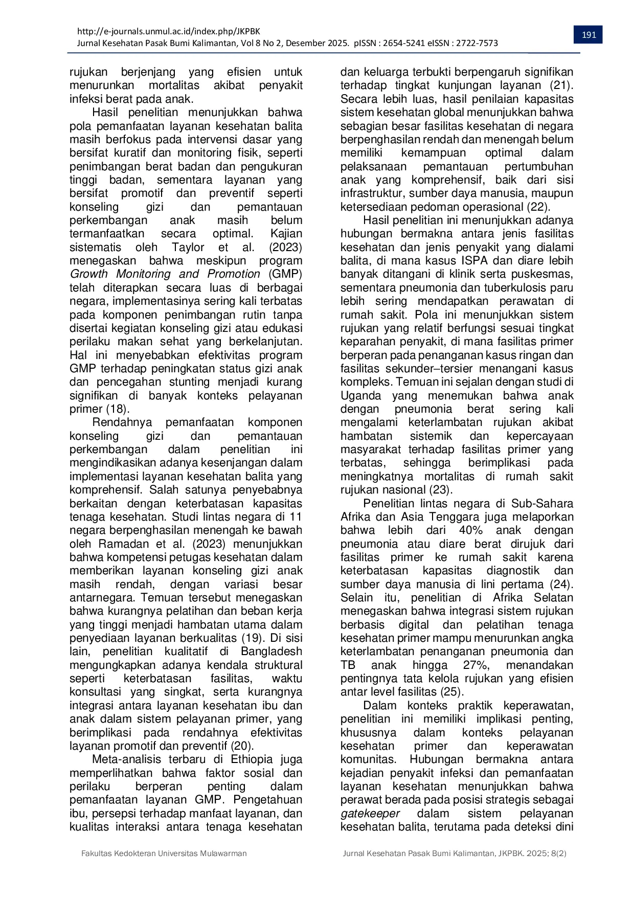 JURIS Infectious Disease and Health Care Utilization Among Under Five Children in Indonesia Evidence from the 2024 Indonesia Nutritional Status Survey