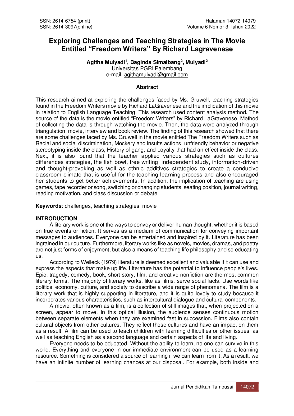 JURIS Exploring Challenges and Teaching Strategies in The Movie Entitled Freedom Writers By Richard Lagravenese