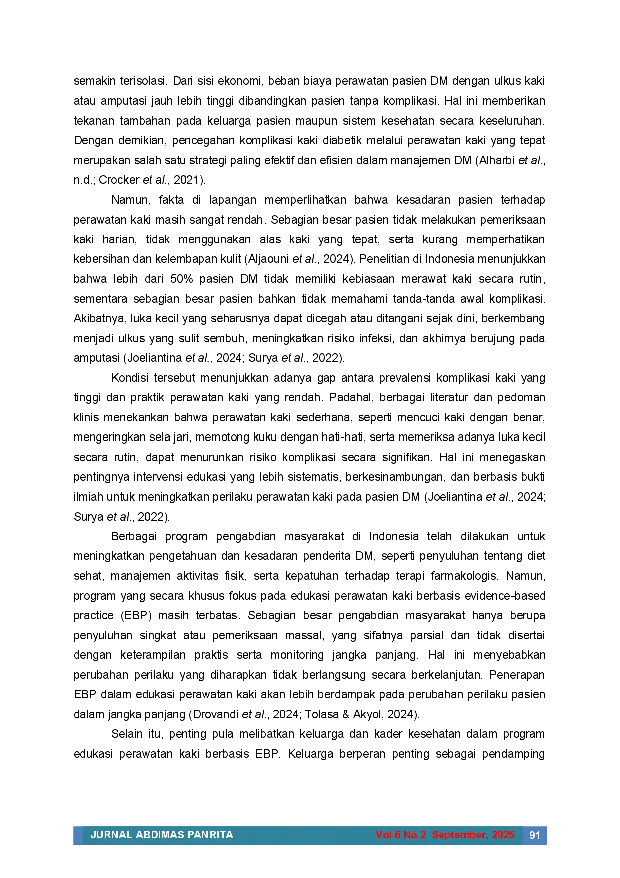 juris Optimalisasi Perawatan Kaki Pada Penderita Diabetes Mellitus Melalui Edukasi Berbasis Evidence Based Practice