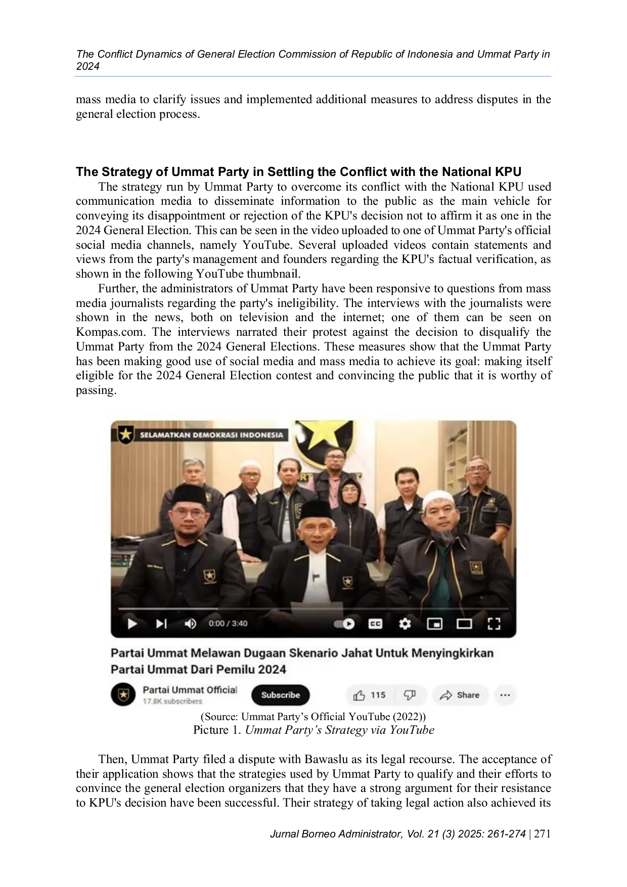 JURIS The Conflict Dynamics of General Election Commission of Republic of Indonesia and Ummat Party in 2024