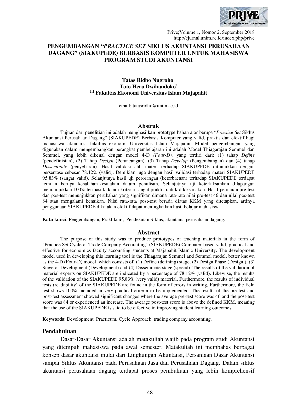 JURIS Pengembangan Practice Set Siklus Akuntansi Perusahaan Dagang SIAKUPEDE untuk Mahasiswa Program Studi Akuntansi