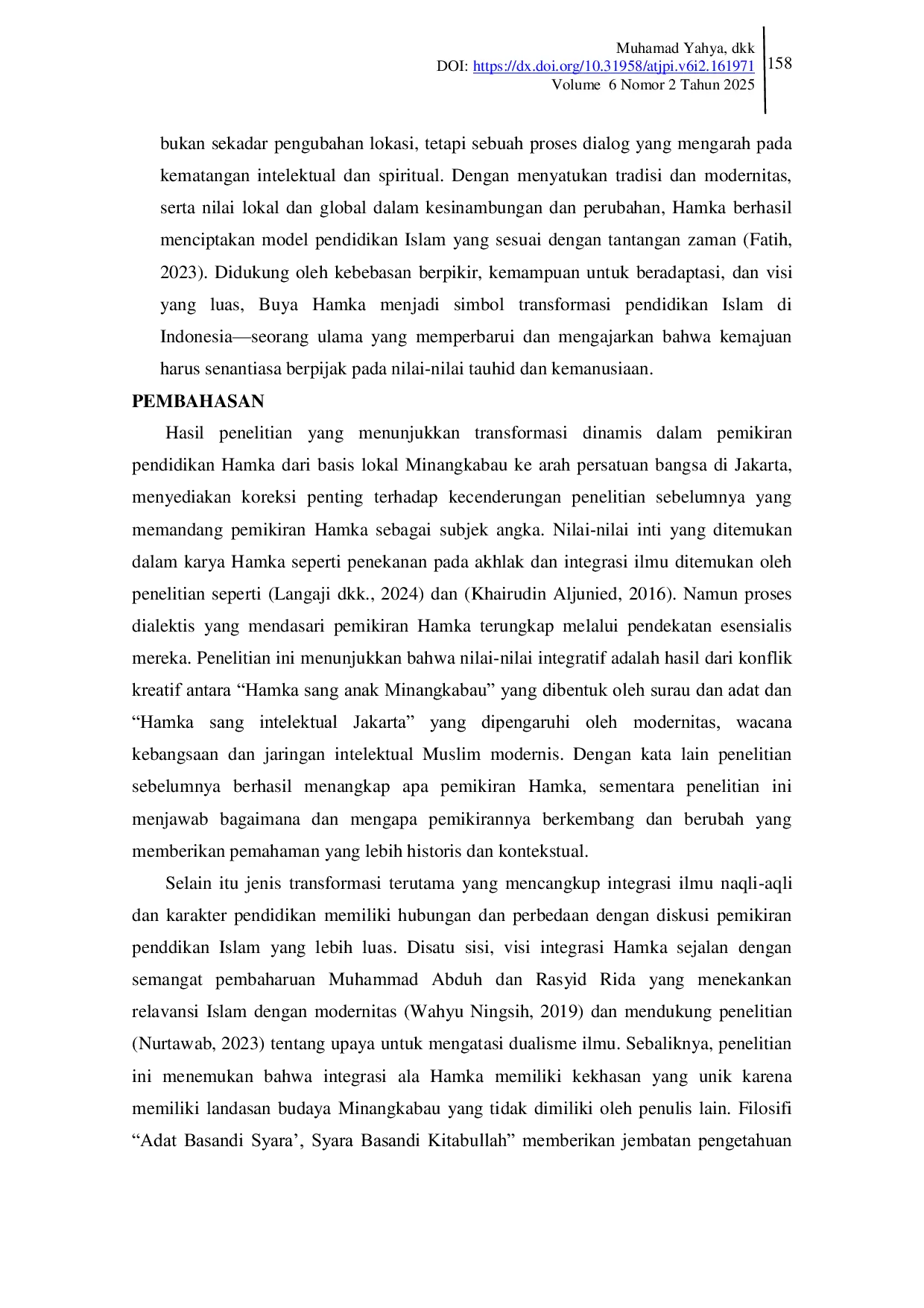 JURIS Dari Minangkabau ke Jakarta Transformasi Pemikiran Pendidikan Islam Buya Hamka