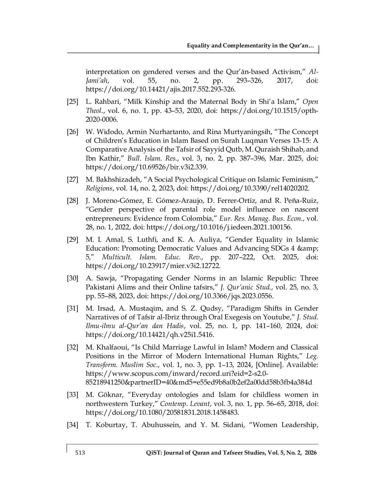 JURIS Equality and Complementarity in the Qur an A Thematic Exegesis of Gender Relations