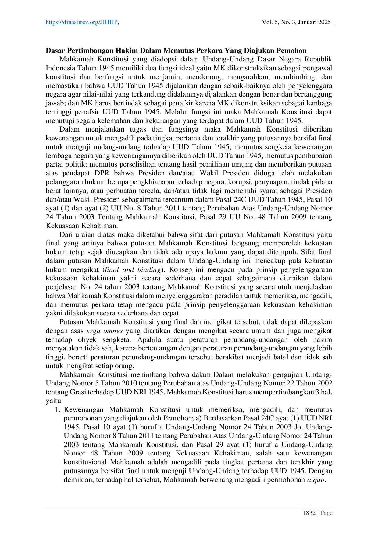 JURIS Inkonstitusionalitas Pembatasan Jangka Waktu Pengajuan Grasi Analisis Putusan Mahkamah Konstitusi Nomor 107 PUU XIII 2015