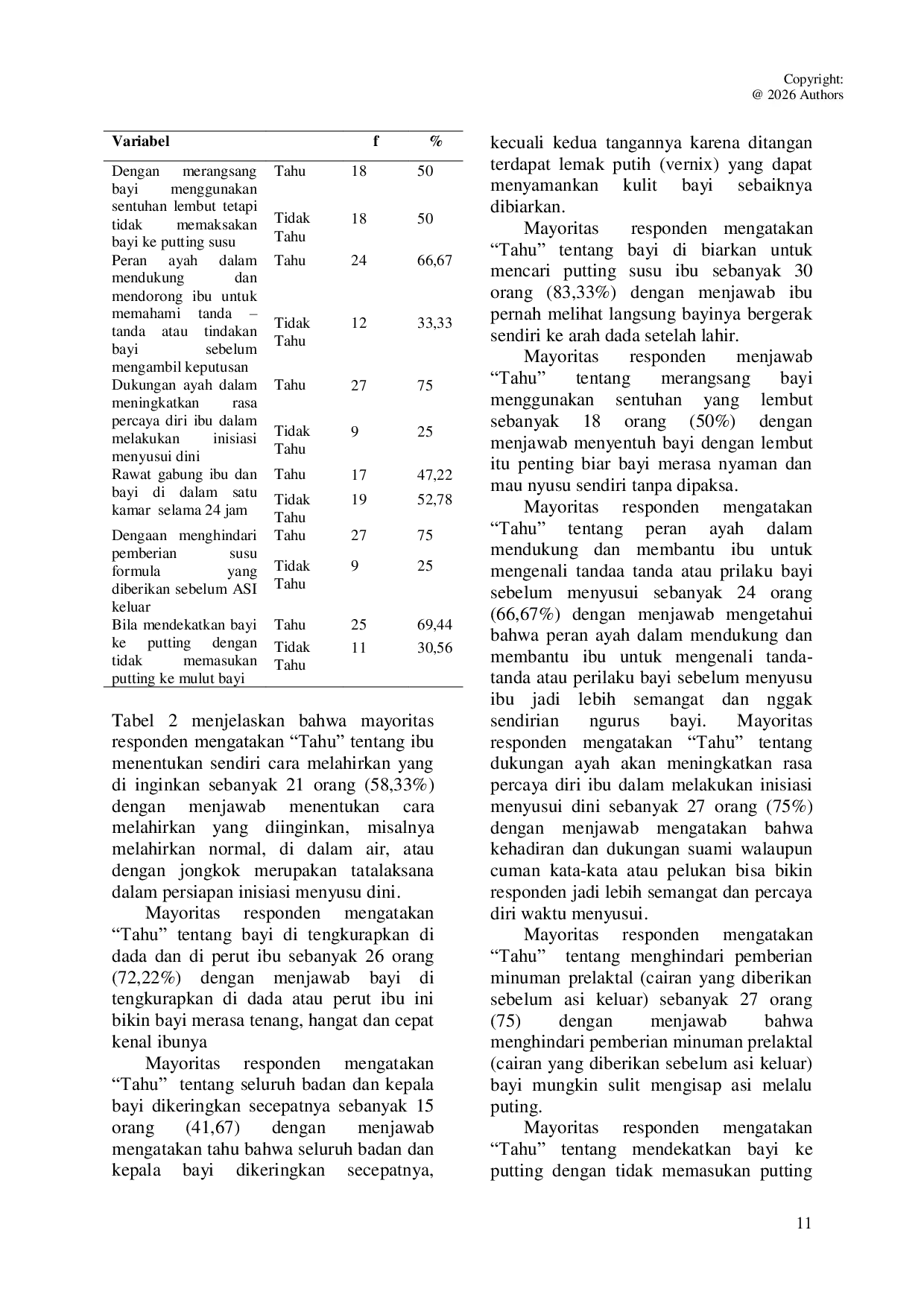 JURIS Pengetahuan Ibu Hamil Tentang Tatalaksana Inisiasi Menyusui Dini